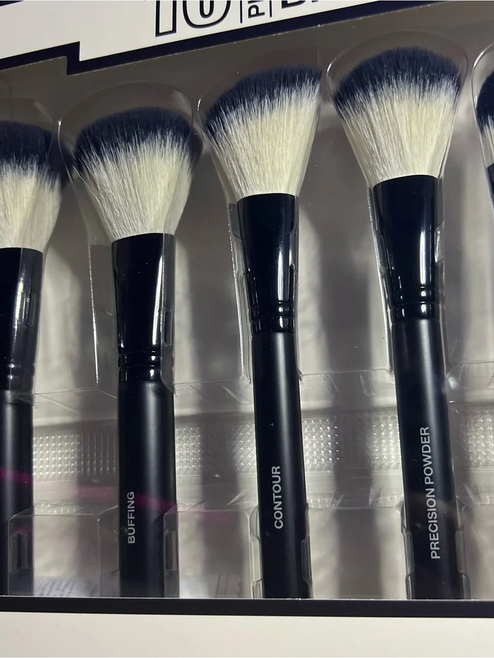 10-Piece Makeup Brush Set - Black & White